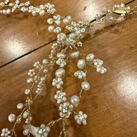 BHLDN pearldrop gold halo - Picture 3 of 4